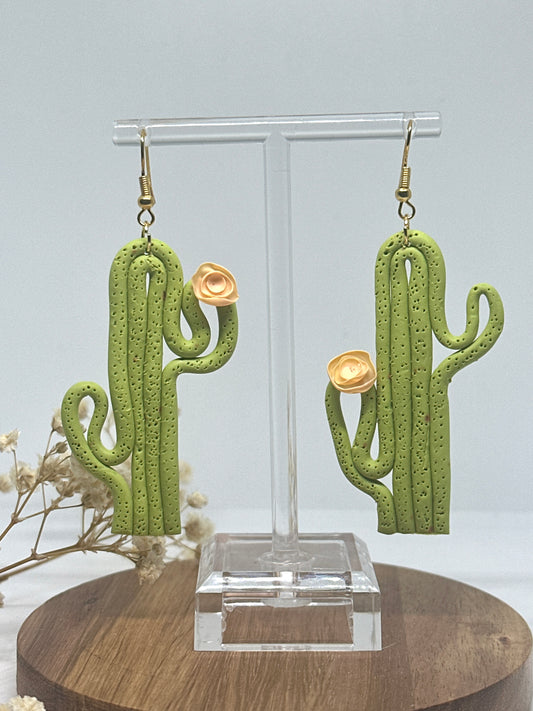 Large cactus drop earrings whimsical fun design