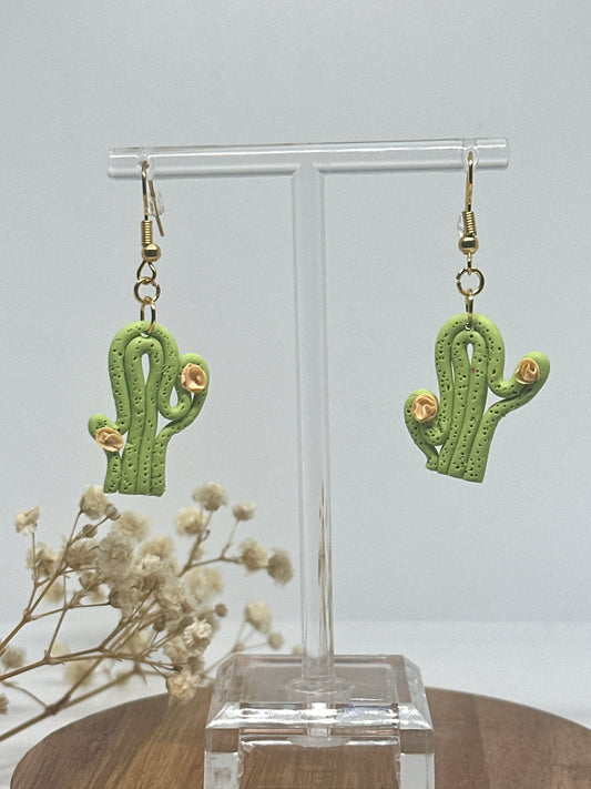 Fun Mini cactus earrings on a hook fastening